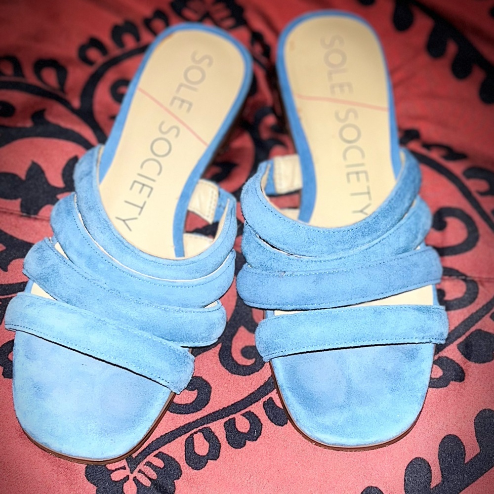 Sole Society Women's Light Blue Mules